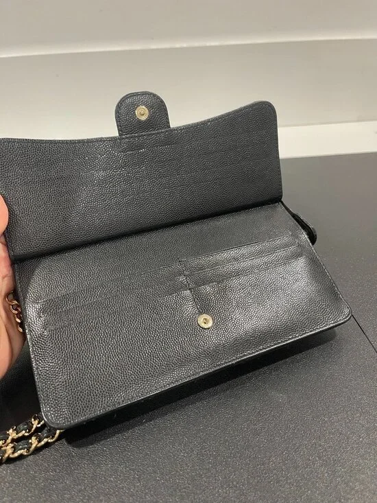 Chanel Lambskin Quilted Classic Pouch with Handle Black (JB1443) - Picture 9 of 13